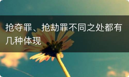 抢夺罪、抢劫罪不同之处都有几种体现