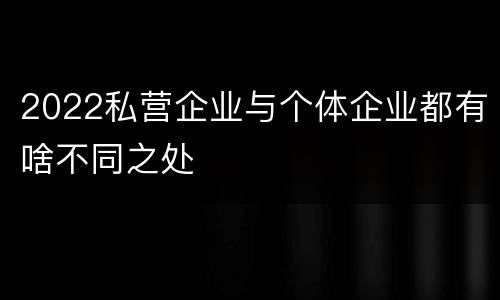 2022私营企业与个体企业都有啥不同之处