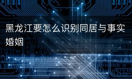 黑龙江要怎么识别同居与事实婚姻