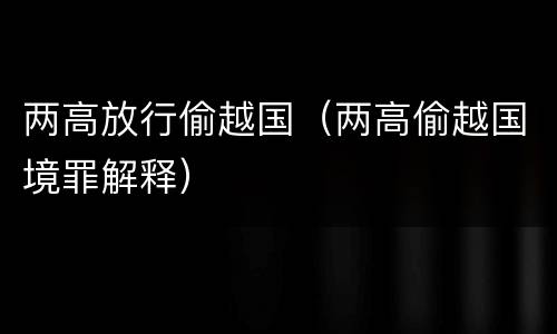两高放行偷越国（两高偷越国境罪解释）