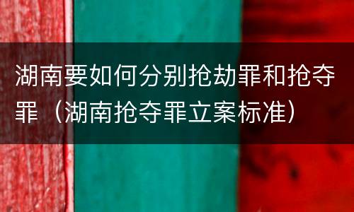 湖南要如何分别抢劫罪和抢夺罪（湖南抢夺罪立案标准）