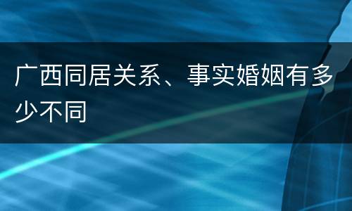 广西同居关系、事实婚姻有多少不同