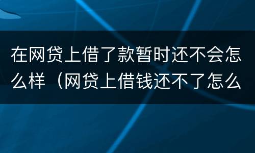 在网贷上借了款暂时还不会怎么样（网贷上借钱还不了怎么办）