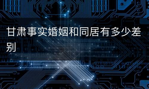 甘肃事实婚姻和同居有多少差别