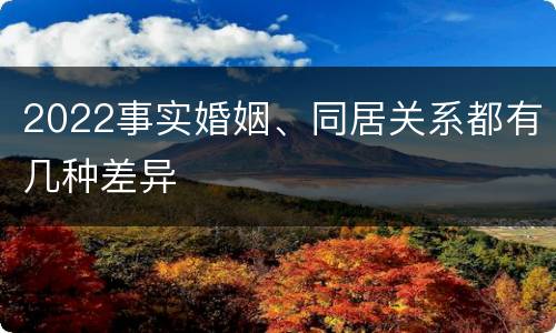2022事实婚姻、同居关系都有几种差异