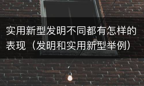 实用新型发明不同都有怎样的表现（发明和实用新型举例）