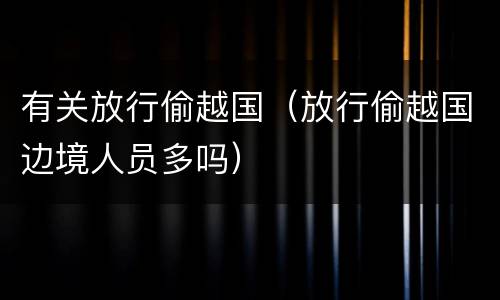 有关放行偷越国（放行偷越国边境人员多吗）
