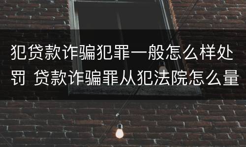 犯贷款诈骗犯罪一般怎么样处罚 贷款诈骗罪从犯法院怎么量刑