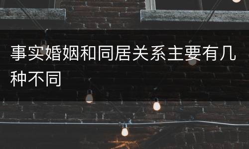 事实婚姻和同居关系主要有几种不同