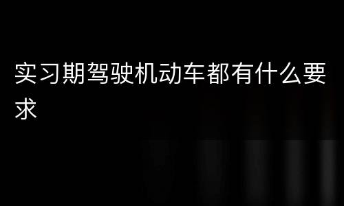 实习期驾驶机动车都有什么要求