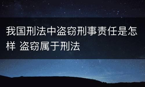 我国刑法中盗窃刑事责任是怎样 盗窃属于刑法