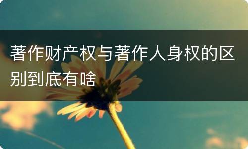 著作财产权与著作人身权的区别到底有啥