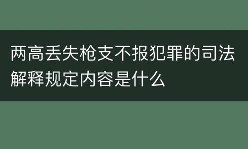 两高丢失枪支不报犯罪的司法解释规定内容是什么