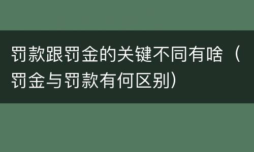 罚款跟罚金的关键不同有啥（罚金与罚款有何区别）