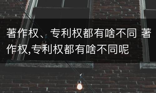 著作权、专利权都有啥不同 著作权,专利权都有啥不同呢