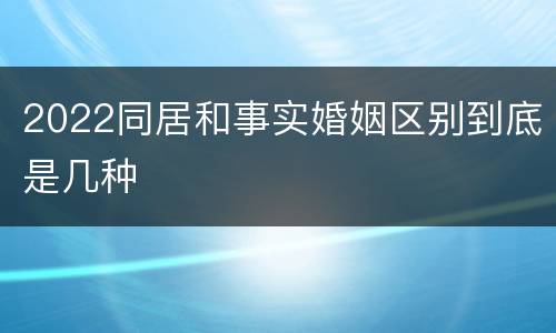 2022同居和事实婚姻区别到底是几种