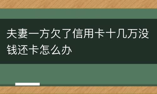 夫妻一方欠了信用卡十几万没钱还卡怎么办