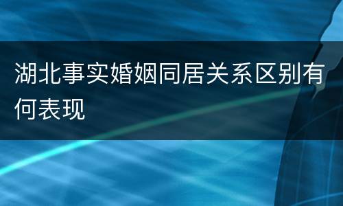 湖北事实婚姻同居关系区别有何表现