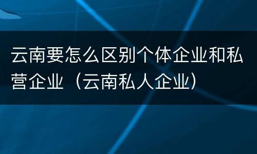 云南要怎么区别个体企业和私营企业（云南私人企业）