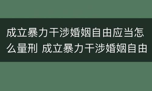 成立暴力干涉婚姻自由应当怎么量刑 成立暴力干涉婚姻自由应当怎么量刑的