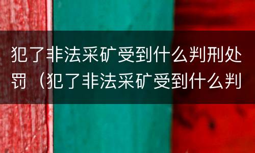 犯了非法采矿受到什么判刑处罚（犯了非法采矿受到什么判刑处罚呢）