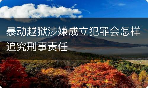 暴动越狱涉嫌成立犯罪会怎样追究刑事责任
