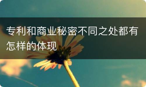 专利和商业秘密不同之处都有怎样的体现