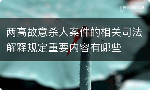 两高故意杀人案件的相关司法解释规定重要内容有哪些