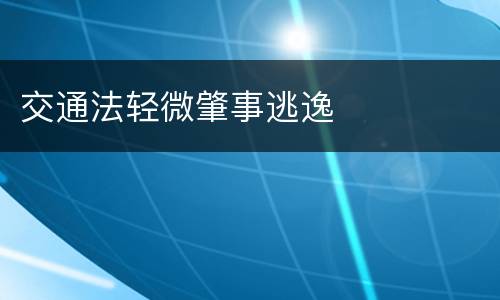交通法轻微肇事逃逸