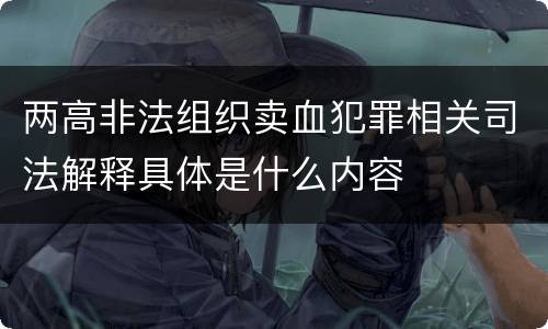 两高非法组织卖血犯罪相关司法解释具体是什么内容