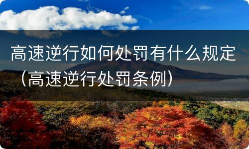 高速逆行如何处罚有什么规定（高速逆行处罚条例）