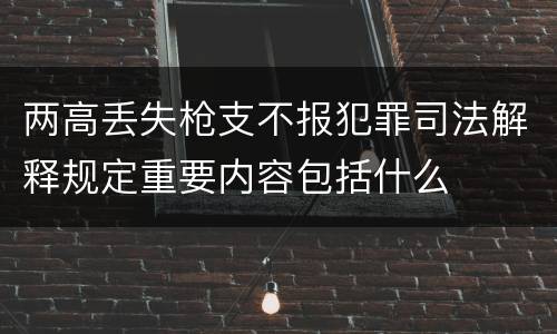 两高丢失枪支不报犯罪司法解释规定重要内容包括什么