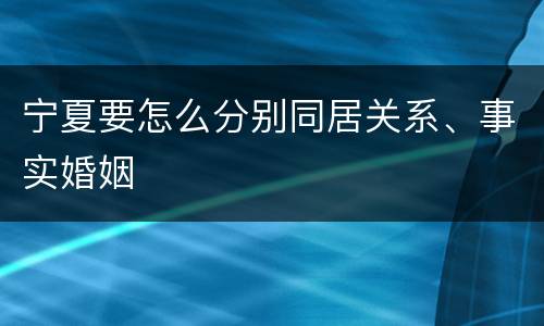 宁夏要怎么分别同居关系、事实婚姻
