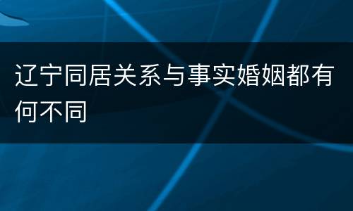 辽宁同居关系与事实婚姻都有何不同