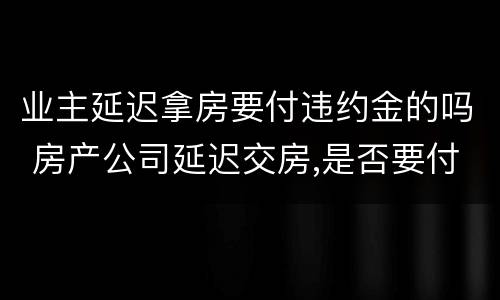 业主延迟拿房要付违约金的吗 房产公司延迟交房,是否要付违约金