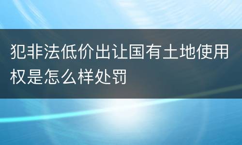 犯非法低价出让国有土地使用权是怎么样处罚