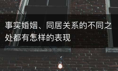 事实婚姻、同居关系的不同之处都有怎样的表现