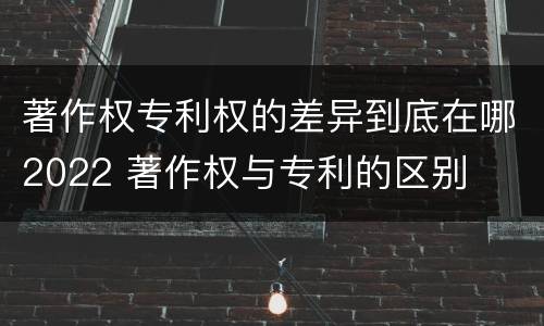 著作权专利权的差异到底在哪2022 著作权与专利的区别