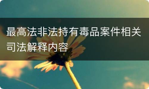 最高法非法持有毒品案件相关司法解释内容