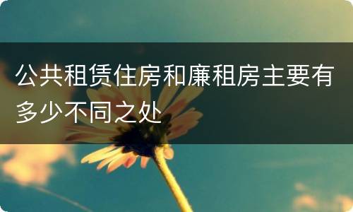 公共租赁住房和廉租房主要有多少不同之处