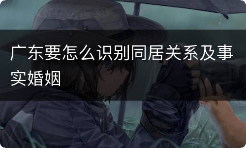 广东要怎么识别同居关系及事实婚姻