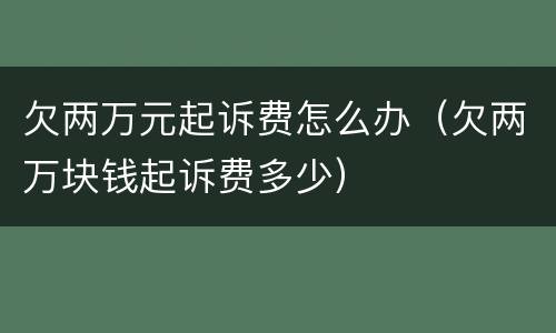 欠两万元起诉费怎么办（欠两万块钱起诉费多少）