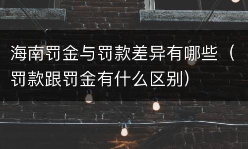 海南罚金与罚款差异有哪些（罚款跟罚金有什么区别）