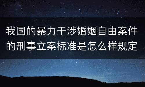 我国的暴力干涉婚姻自由案件的刑事立案标准是怎么样规定