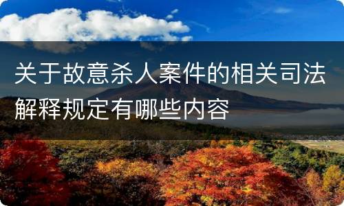 关于故意杀人案件的相关司法解释规定有哪些内容