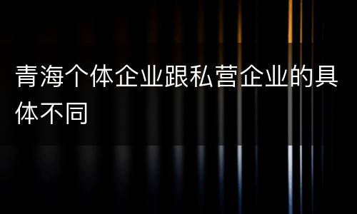 青海个体企业跟私营企业的具体不同
