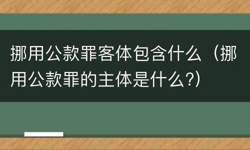 挪用公款罪客体包含什么（挪用公款罪的主体是什么?）