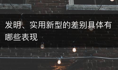 发明、实用新型的差别具体有哪些表现