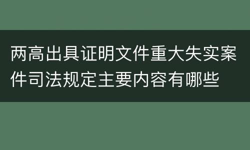 两高出具证明文件重大失实案件司法规定主要内容有哪些