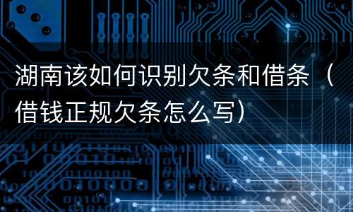 湖南该如何识别欠条和借条（借钱正规欠条怎么写）